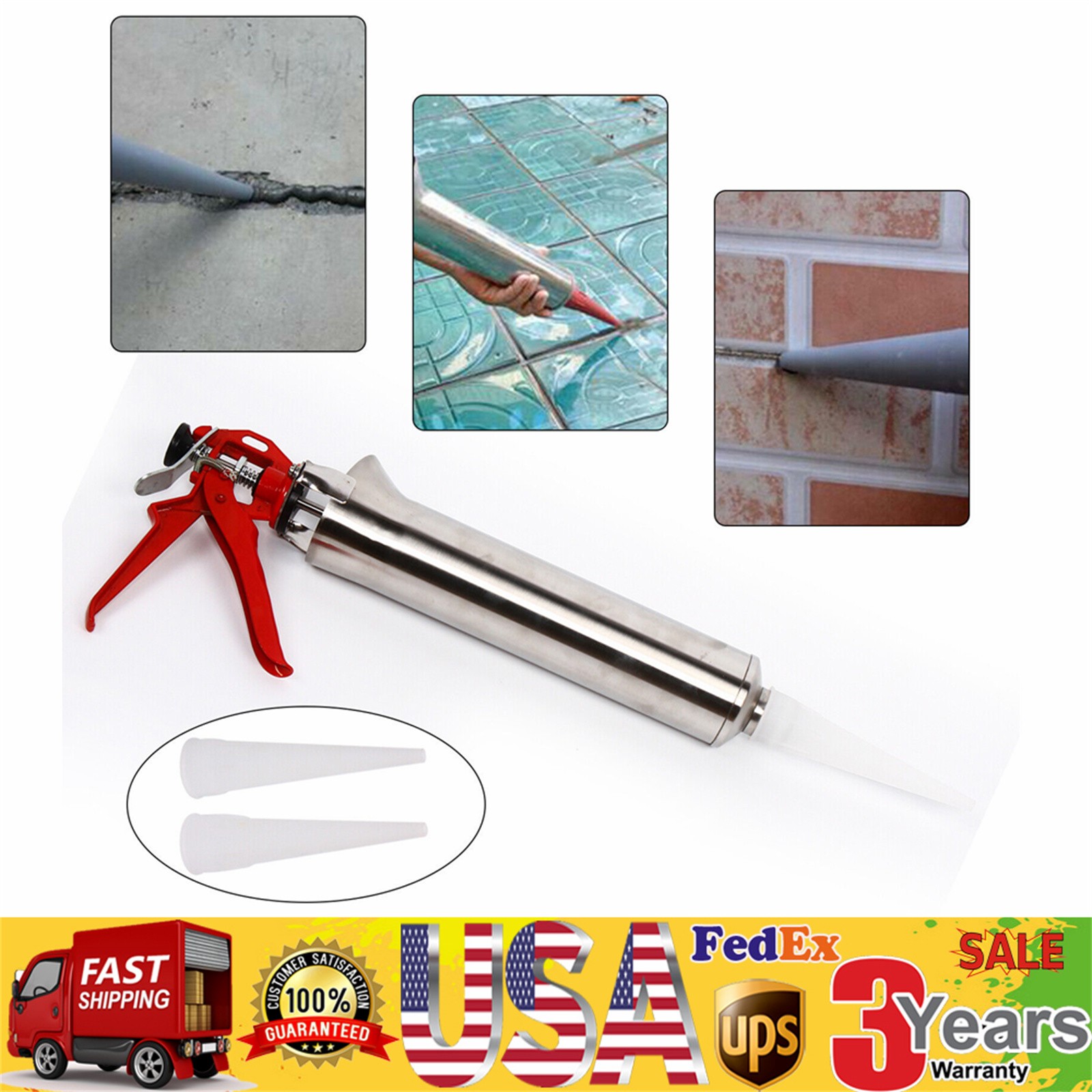 Caulking Cement Pump Gun Mortar Gun Cement Applicator Grout Concrete Tool Silver