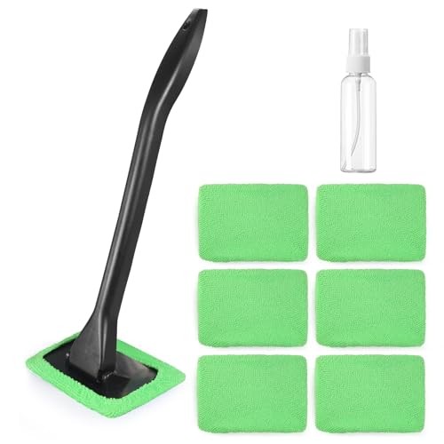 Windshield Cleaner Tool Car Window Cleaner with 6 Reusable and Washable green