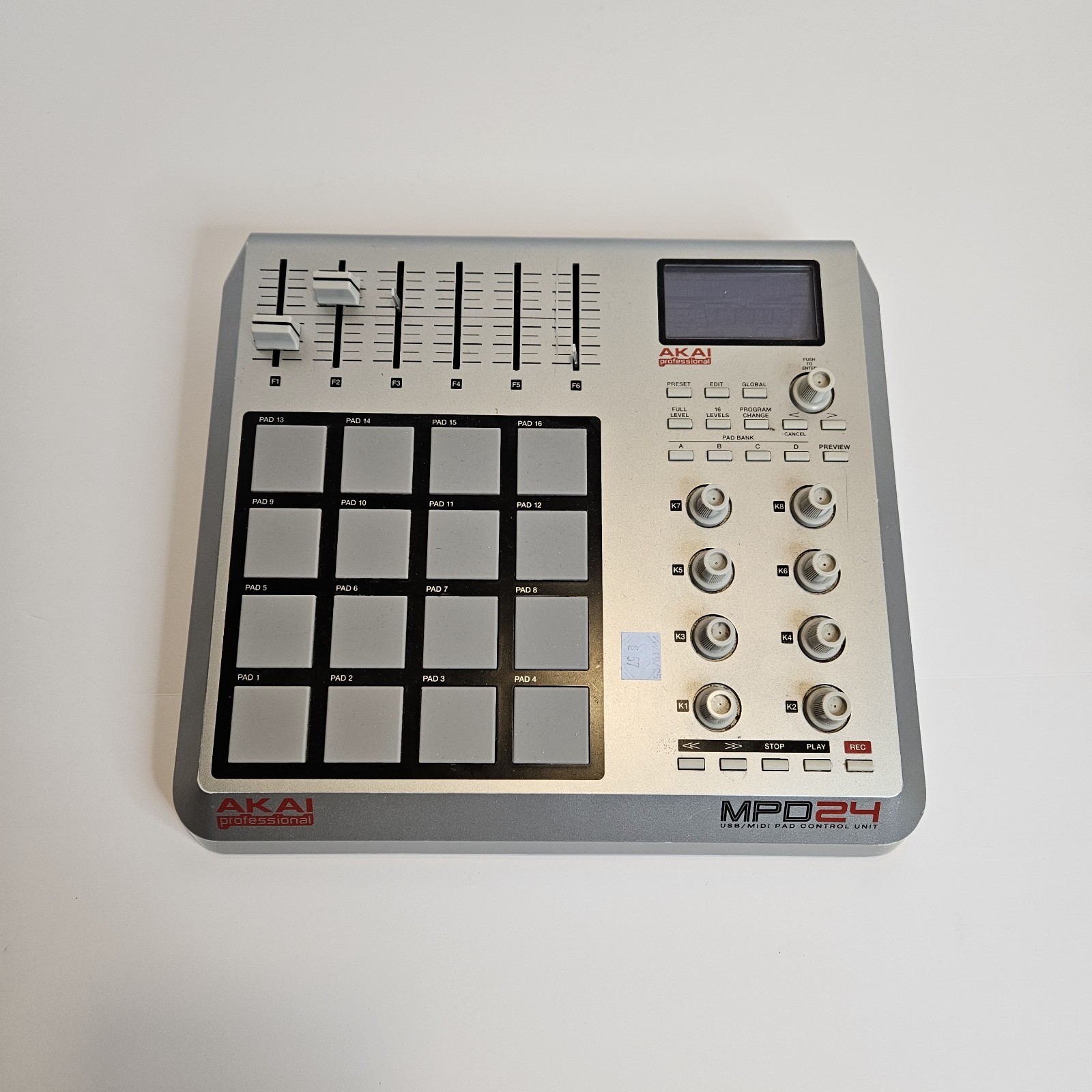 AKAI MPD24 USB MIDI Pad Controller For Parts Repair No Power Cord