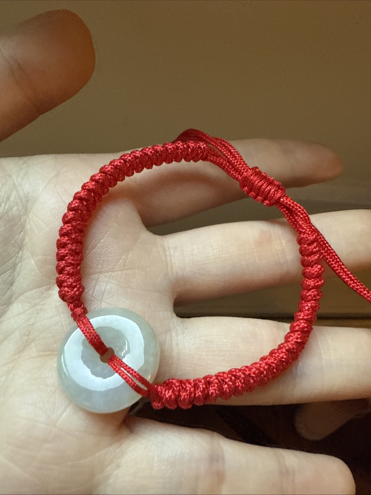 Untreated Grade A Myanmar Jadeite Bracelet 天然翡翠 老坑冰平安扣手工精編紅手鍊
