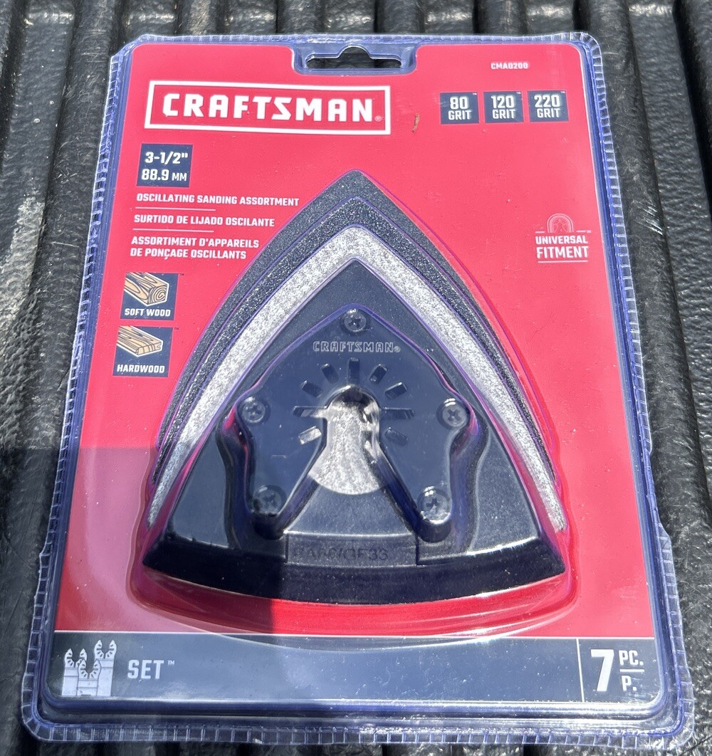= Craftsman 3-1/2" Oscillating Sanding Assortment 7PC 80 120 220 Grit.CMAO200