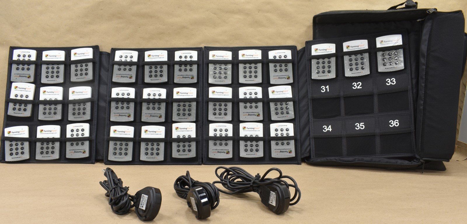 Lot of 120 TurningPoint RCIR-02, ResponseCard Student Response Clicker w/ Case