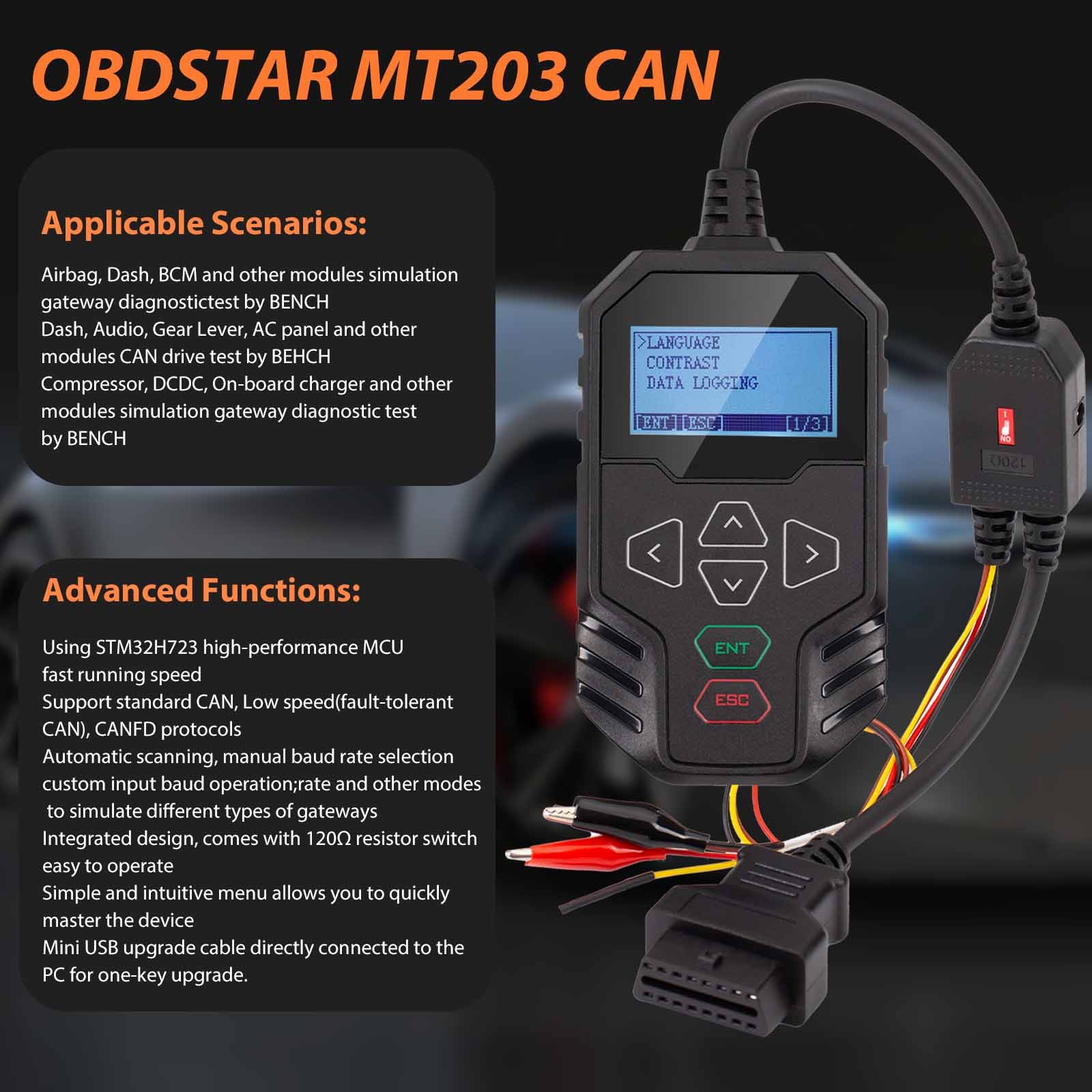 OBDSTAR MT203 CAN Driver/Gateway Simulator Support CAN Driver&Gateway Simulation