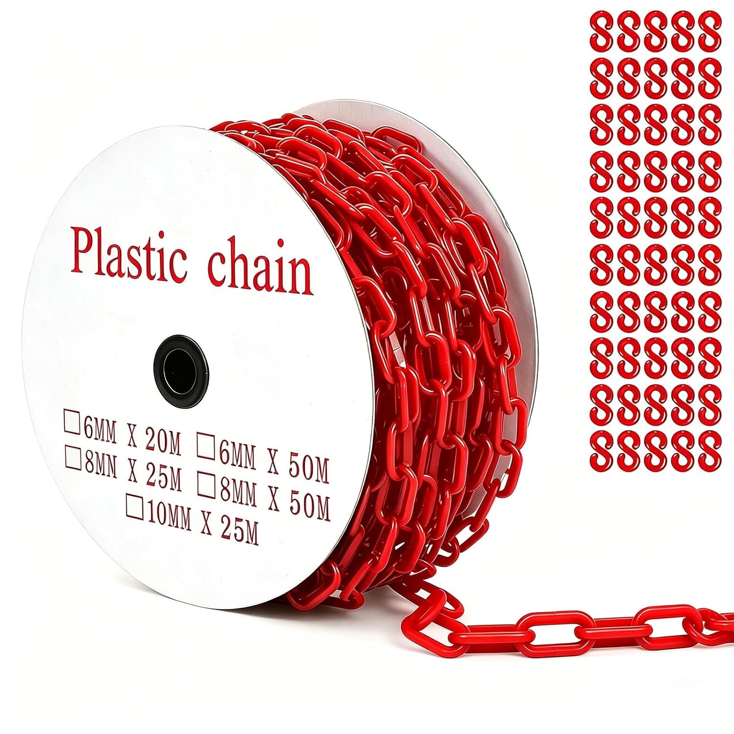 Plastic Chain 240 FT Crowd Control Barrier 6mm Thick w/ 50 Hooks Warning Line