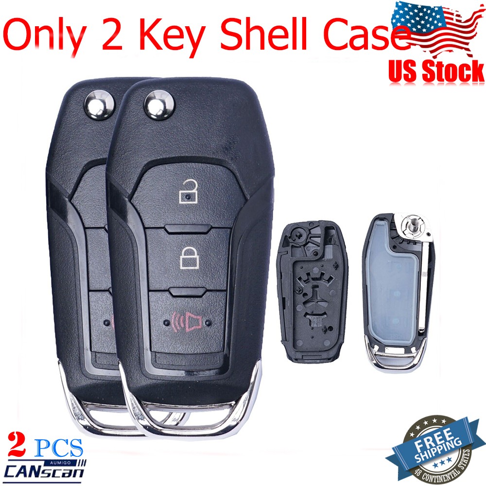 2 Remote Flip Key Shell Case Fob Repair for Ford F-150 2015 2016 2017 2018 2019