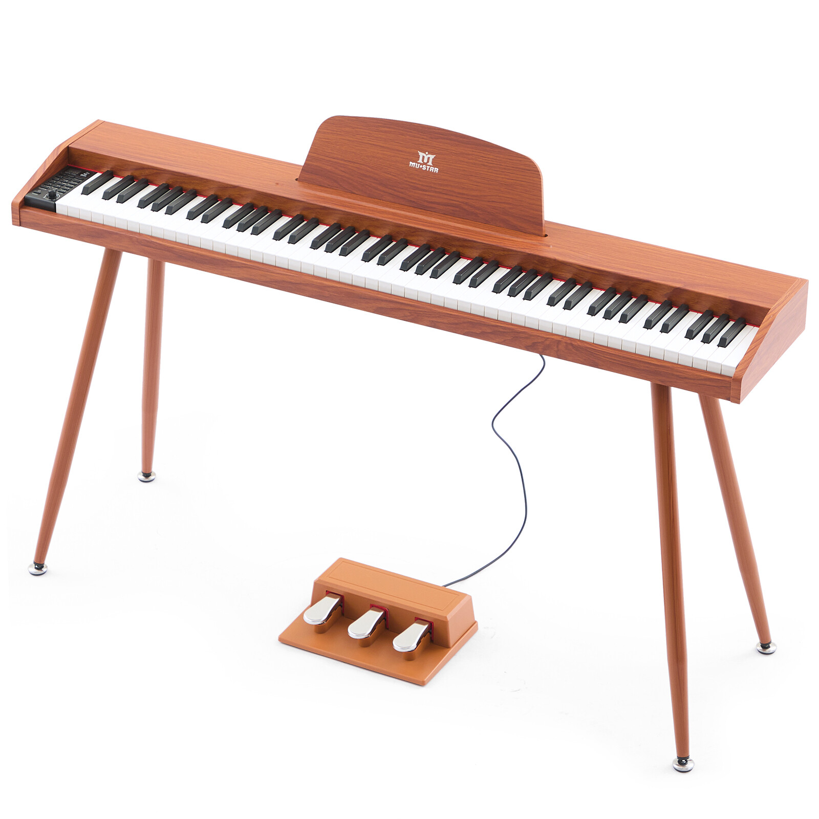 Brown 88 Key Semi Weighted Digital Piano Dual Keyboard MIDI, Triple Pedal