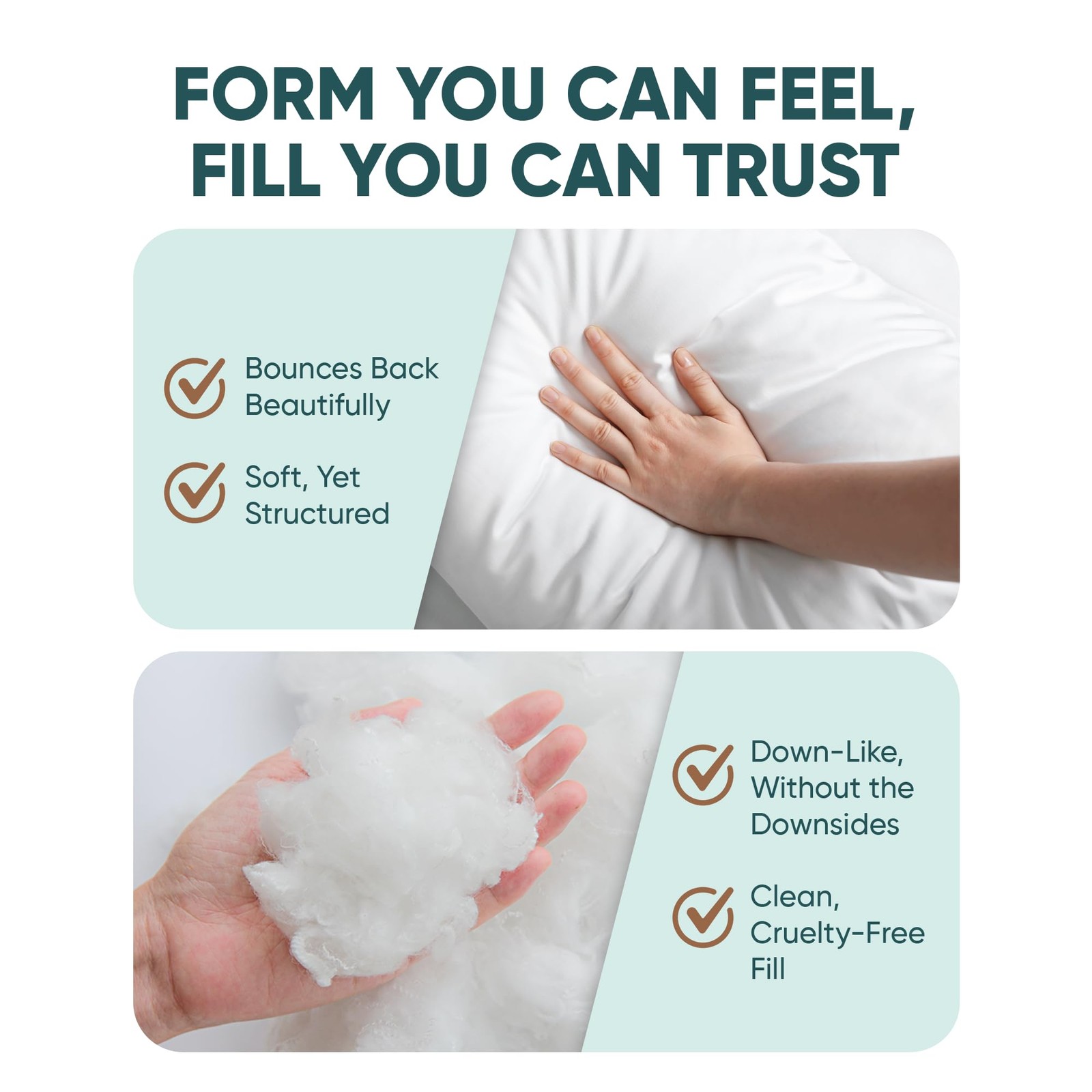 Synthetic Down Pillow Insert - 18x18 Down Alternative, Ultra Soft Throw Pillo...