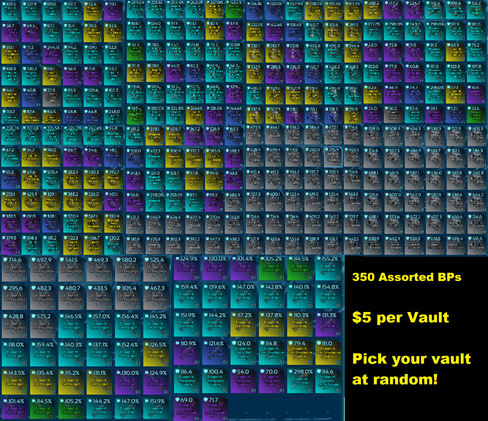One Full Vault of Random Assorted Blueprints - Official PvE