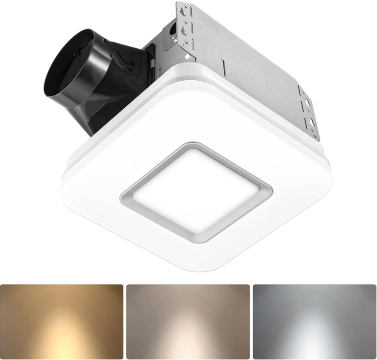 Extractor baño 110CFM con luz LED 1500LM silencioso 3CCT instalación fácil