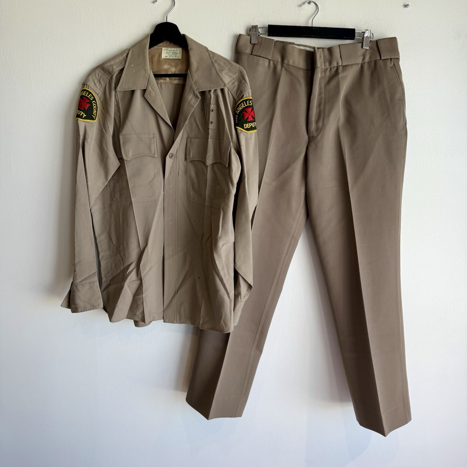 Vintage 1950s Los Angeles Sheriffs Deputy Patched Uniform Shirt & Pants