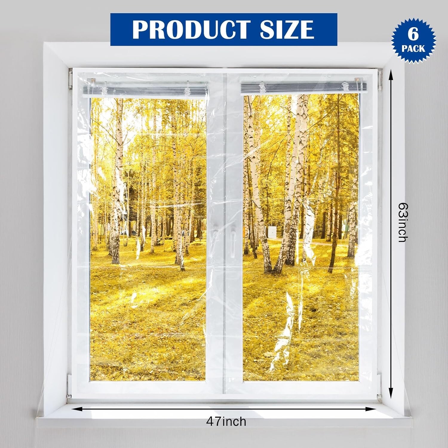 * PANGDA * WINTER WINDOW INSULATION KIT ' 47" X 63" - 6 SHEETS 'WITH HOOK & LOOP