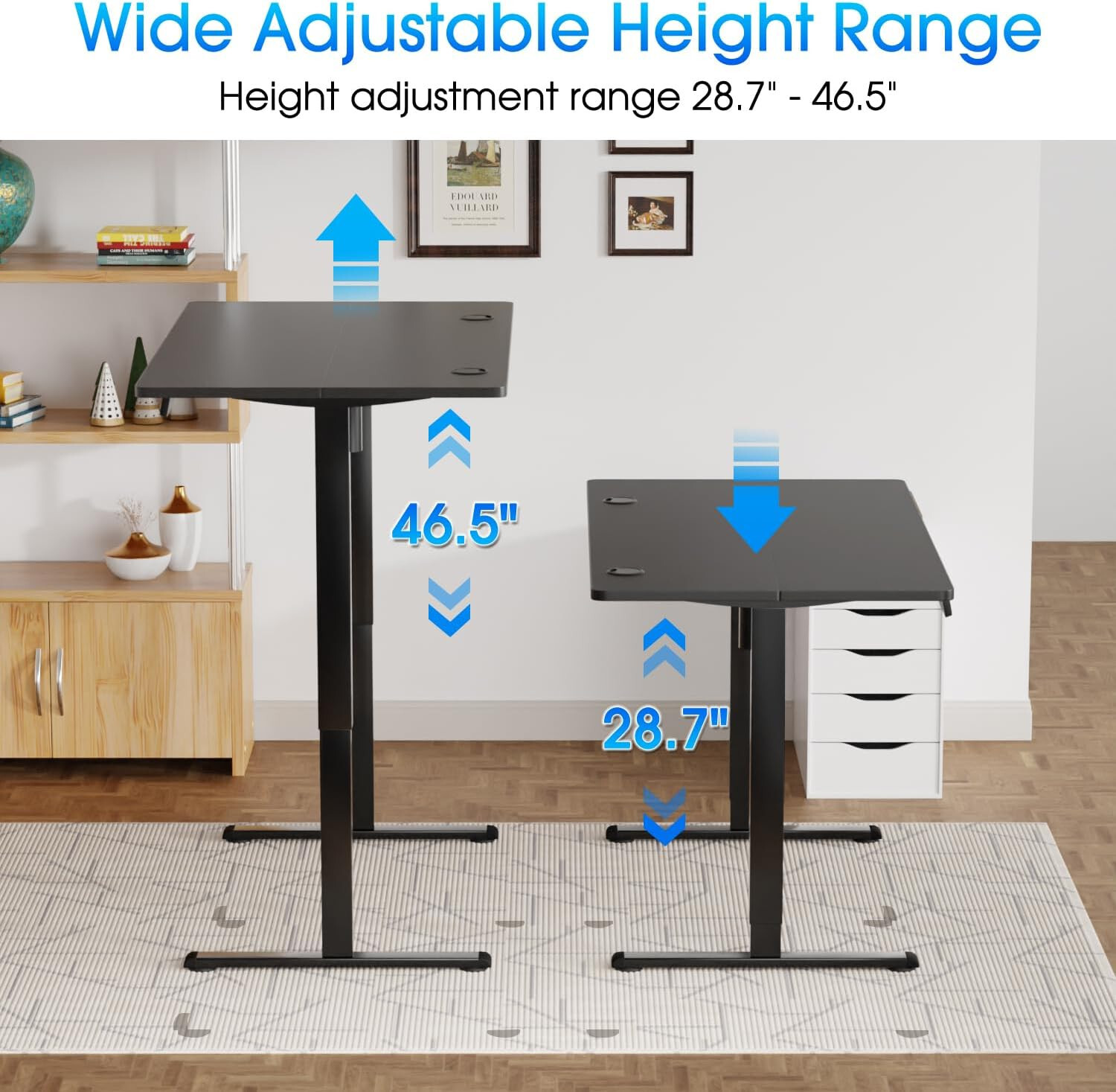 48 Inch Adjustable Height Standing Desk Computer Desk with Large Space Desk
