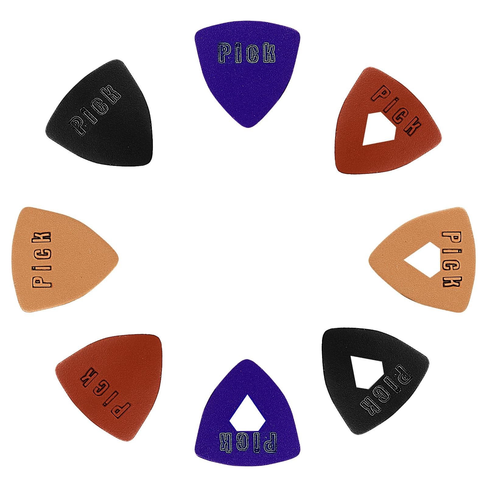 8 Pcs Soft Leather Ukulele Picks Includes 4 Hollow Diamond and 4 Triangle Sha...
