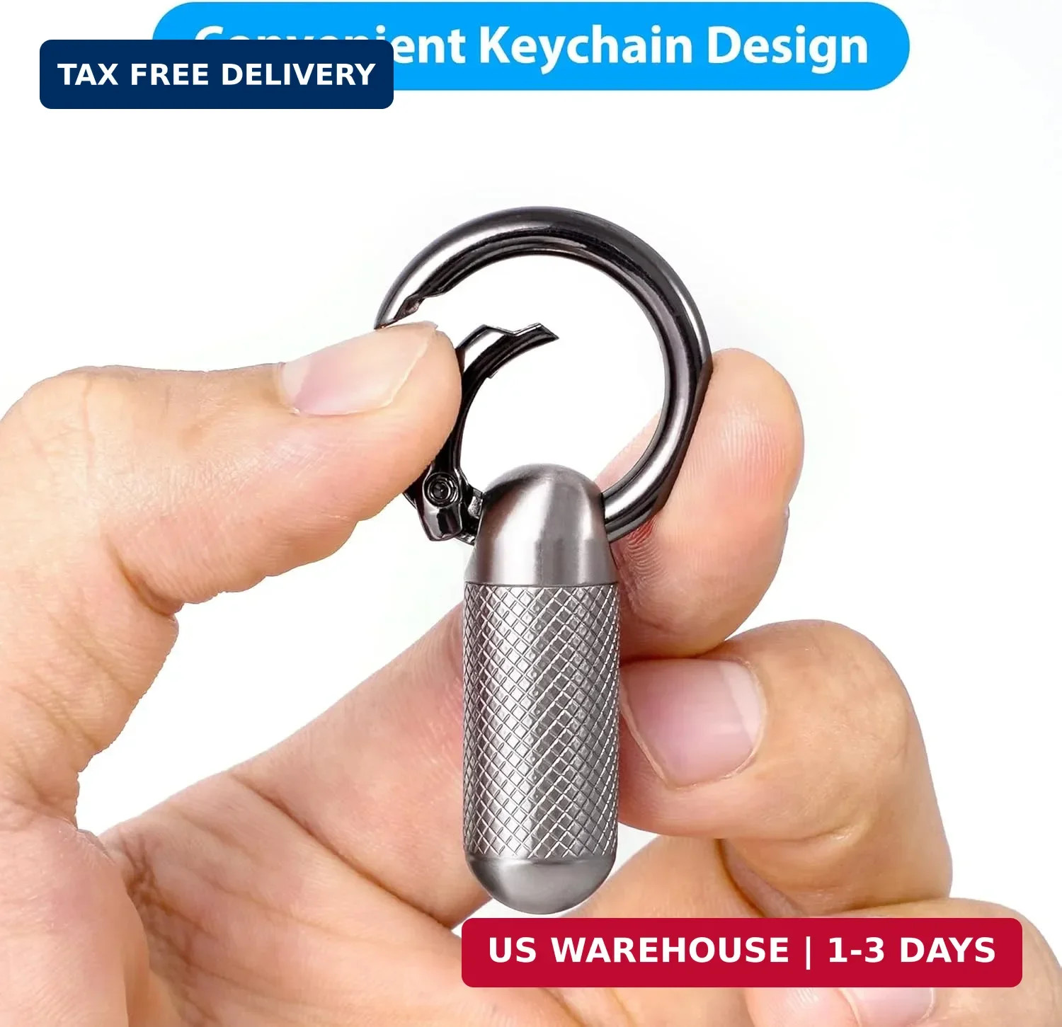 Titanium Keychain Pill Holder,Portable Mini Pill Case, Waterproof Small Pill Con