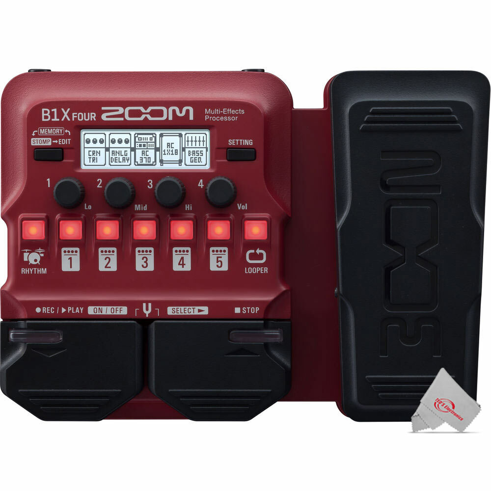 Zoom B1X Four Bass Multi-Effects Processor Pedal with Cable Accessory Kit