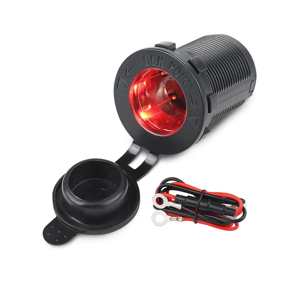 12V Car Marine Cigarette Lighter Socket with Red LED Power Oulet Socket Adapter