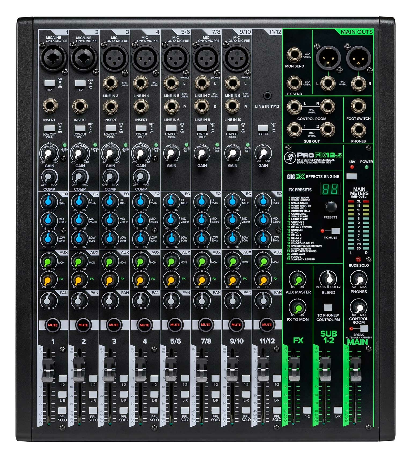 Mackie ProFX12v3 12-Channel Professional Effects Mixer w/USB ProFX12 v3