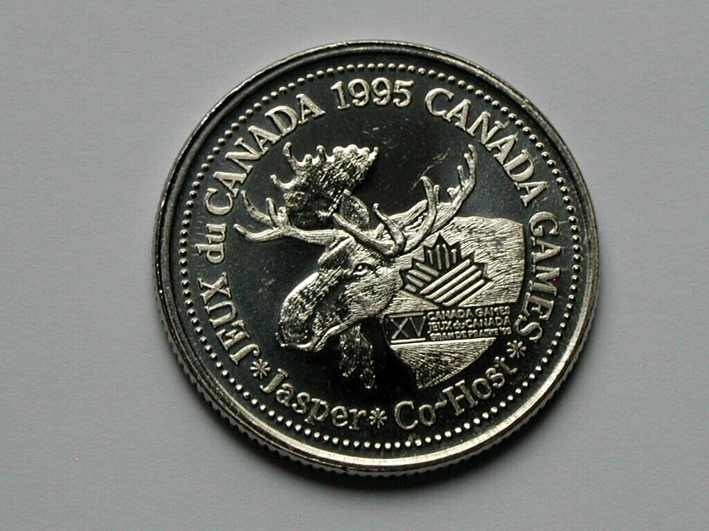 Jasper AB CANADA 1995 Souvenir DOLLAR with Moose Animal for XV Jeux Canada Games