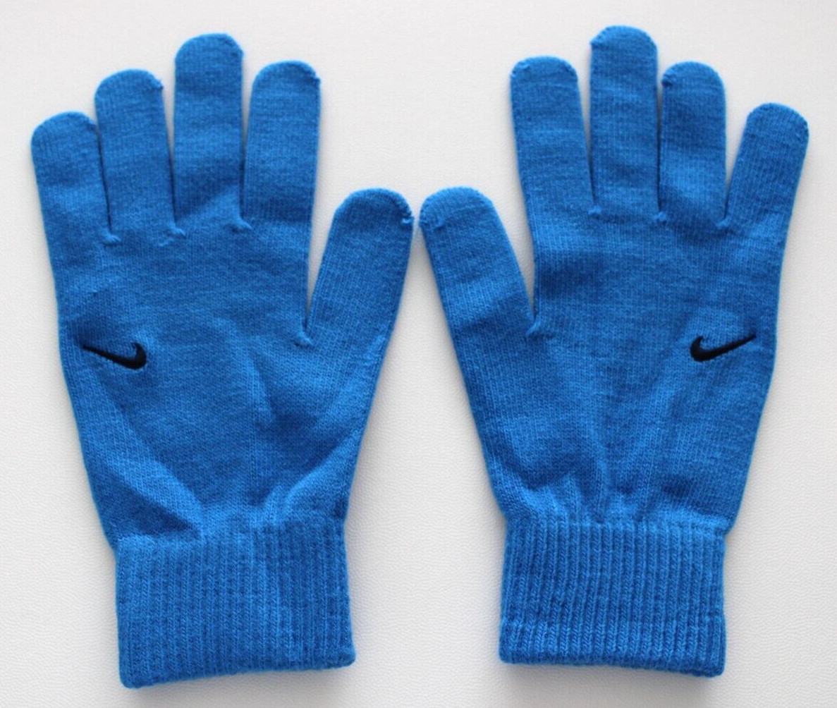 Nike Knit Swoosh Gloves Knitted Adult L/XL LT Photo Blue/Obsidian