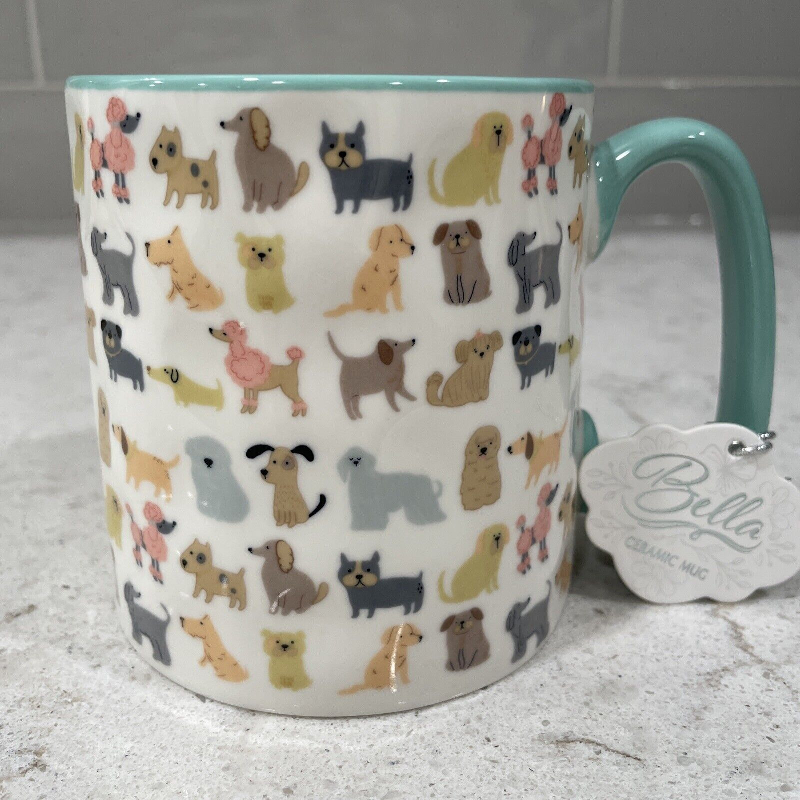 DOGS Turquoise Blue BELLA 10 Strawberry Street Mug Gift Tag Assorted Dog NEW