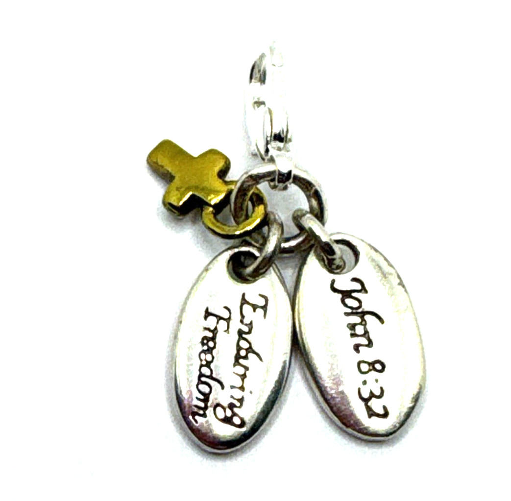 Brighton Faith Cross Oval Religious Versus Two-Sided Gold & Silver Clip Charm