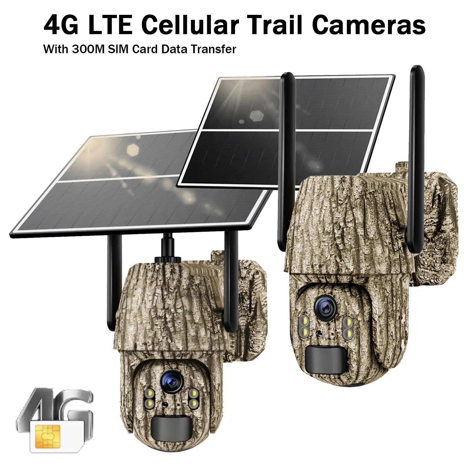 4G LTE Solar Security Camera – 2K 360 ° View, No WiFi/Power Needed, Remote APP,