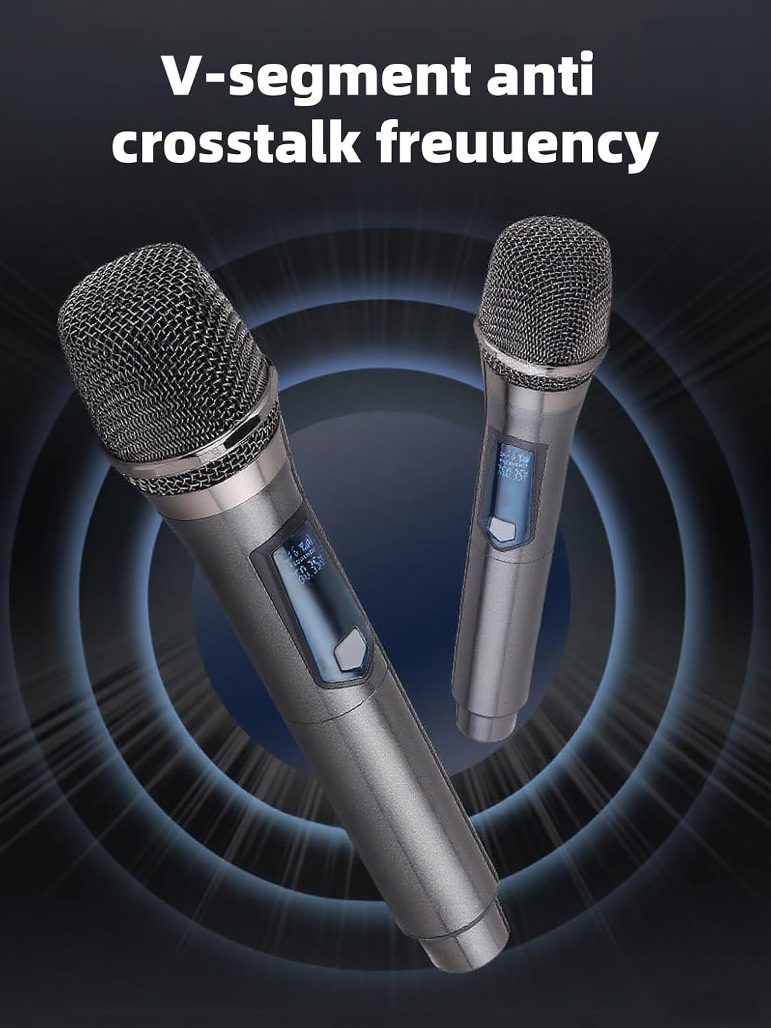Rechargeable Fixed Frequency Wireless Dual Microphone,Handheld Dynamic Mic