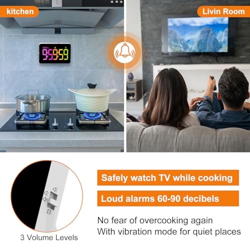 Kitchen Digital Timer, Count Down Up, Rechargeable, Vibration Mode .Rgb