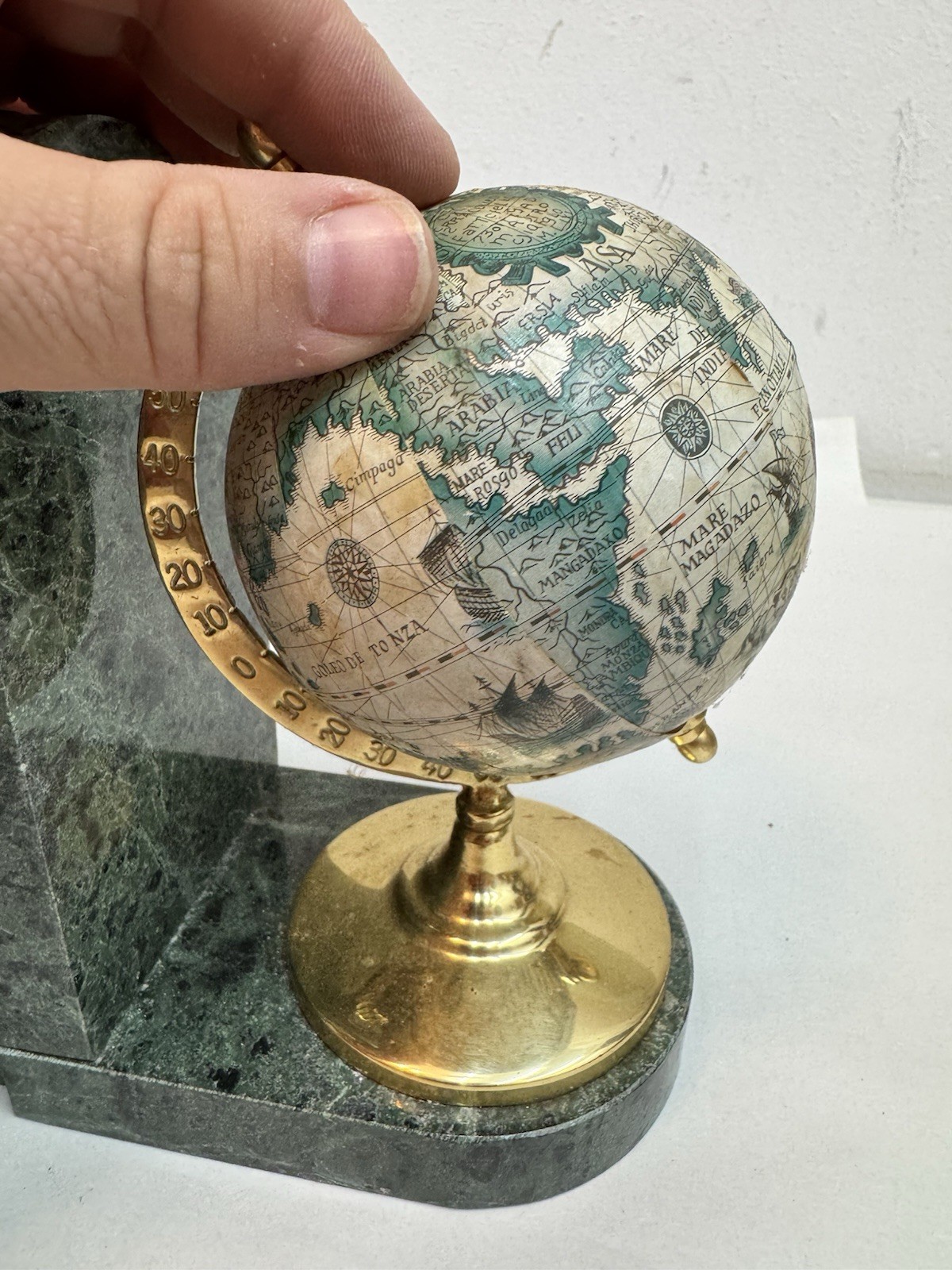Old Globe Green Marble Book Ends