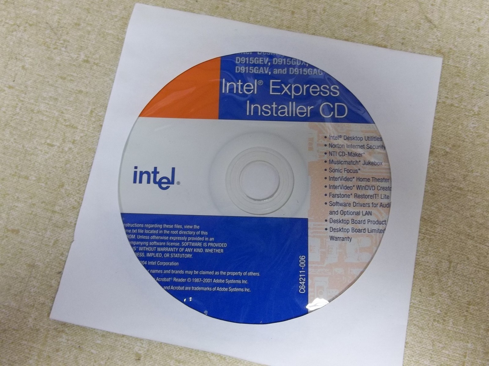 Intel Express Installer CD for D915GEV C64211-006 D915GUX D19GAV D915GAG