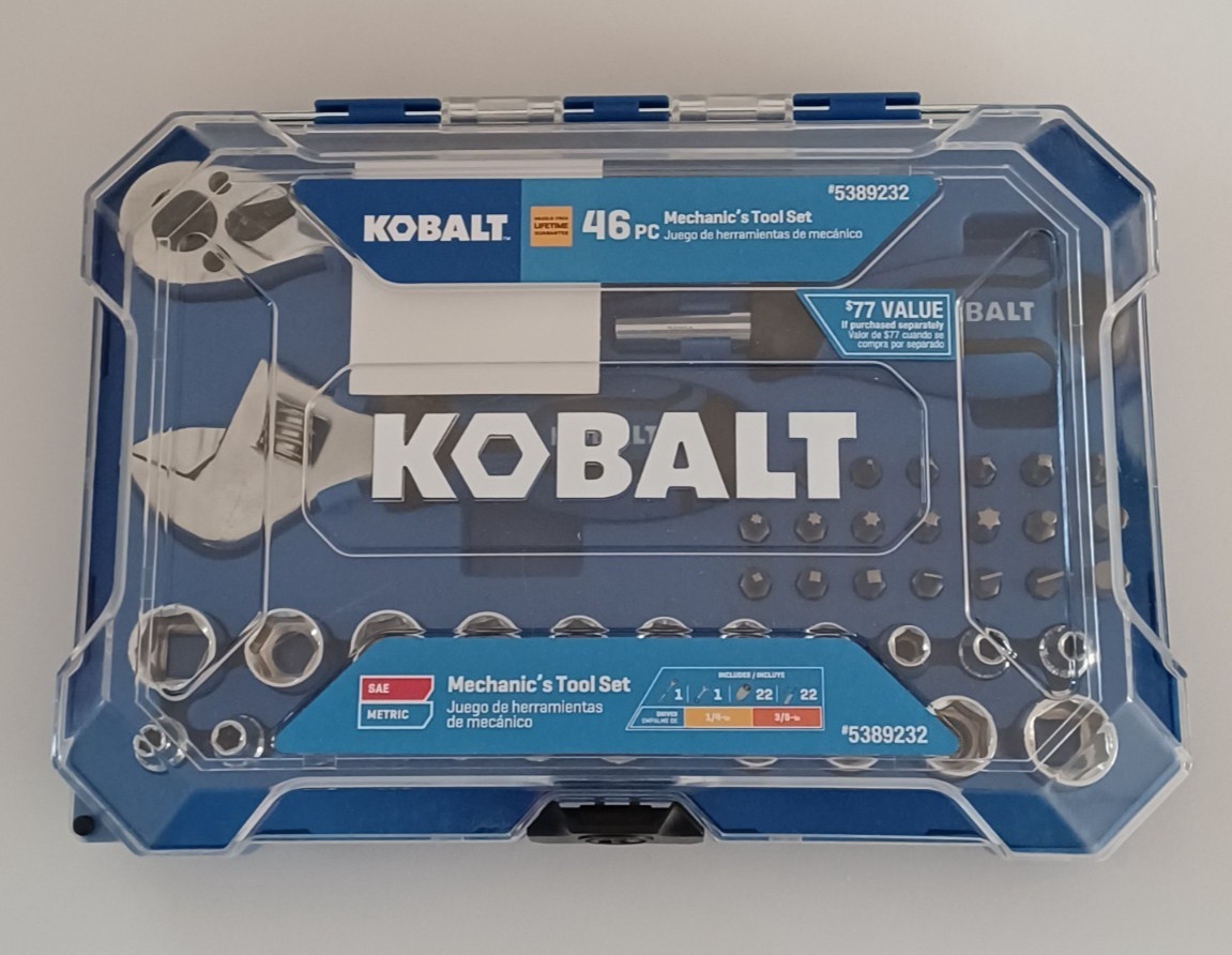 Kobalt 46 pc. Mechanic's Tool Set Compact Stubby 5389232 Ratchet Socket Wrench