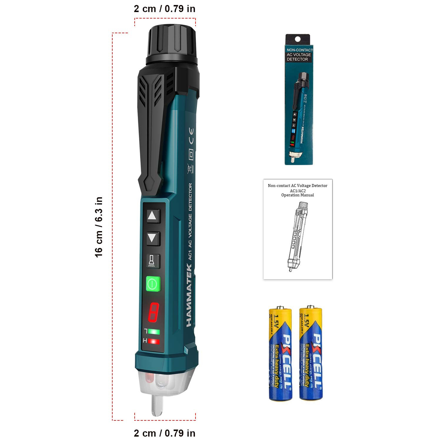 Non-Contact Voltage Tester with 9 Gear Adjustable Sensitivity Voltage Detector A