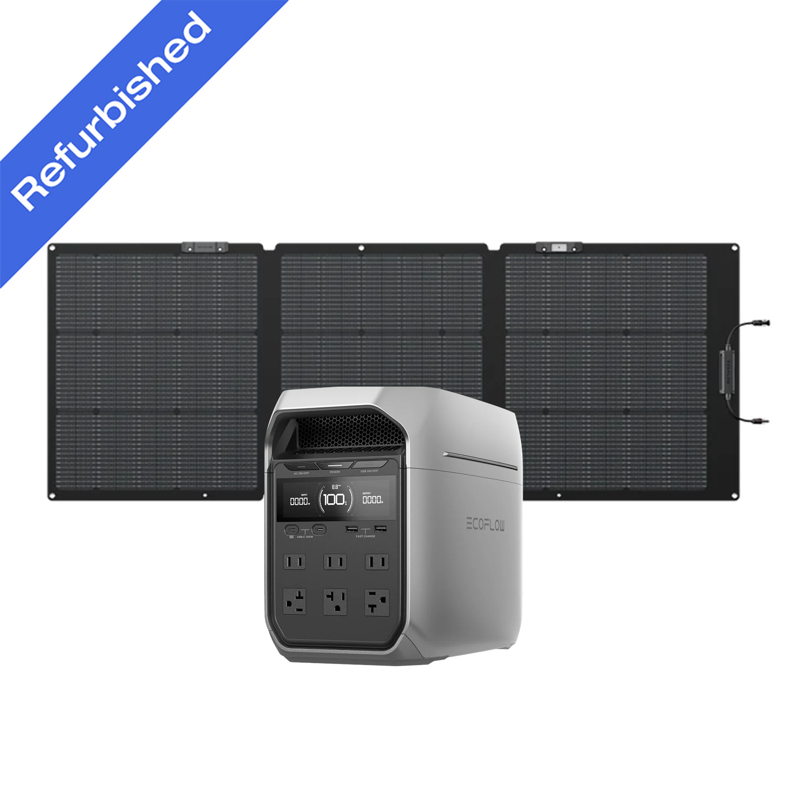 EcoFlow DELTA 3 Plus 1024Wh Portable Power Station+160W Solar Panel Refurbished
