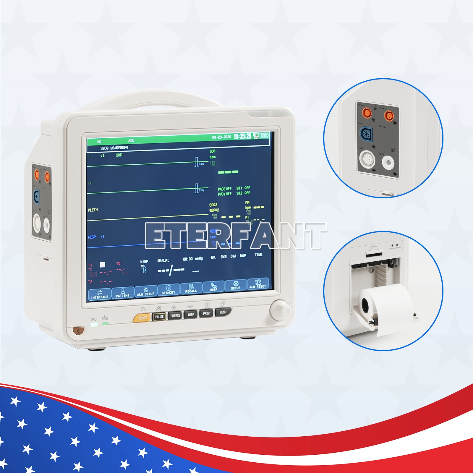 12'' Multi-parameter Patient Monitor Vital Signs Monitor with Thermal Printer