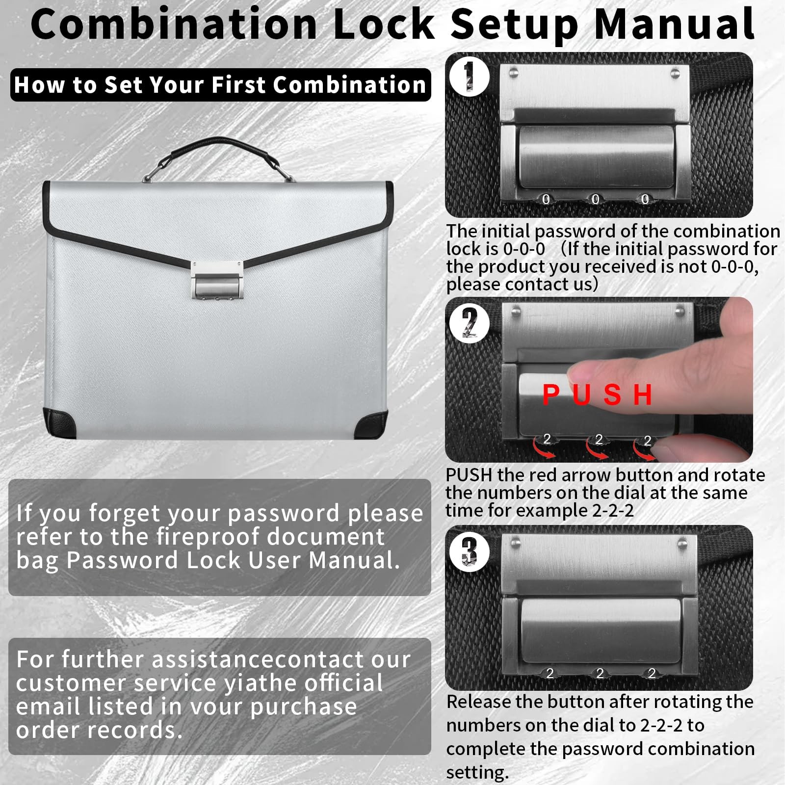 Fireproof Document Bag, 14.5" X11" X2.5", Silver