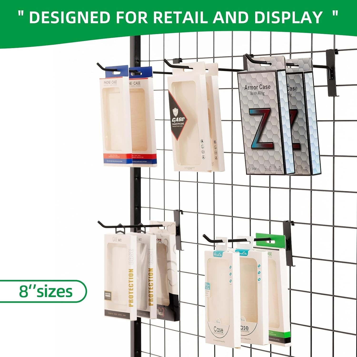 40-Pack 8-Inch Rust-Resistant Gridwall Hooks for Stylish Display Solutions