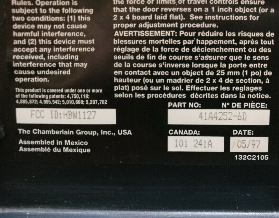 CHAMBERLAIN  41A4252-6D  41A4252 Logic Board Mail In Repair
