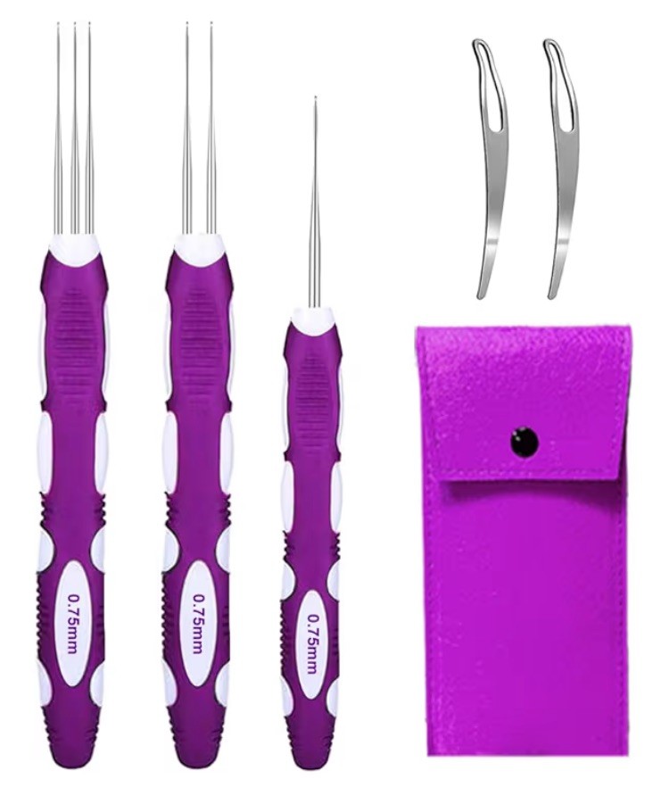 5pcs Dreadlock Crochet Hook 1,2&3 Needle Set Braiding Hair Making Tool Kit 0.75