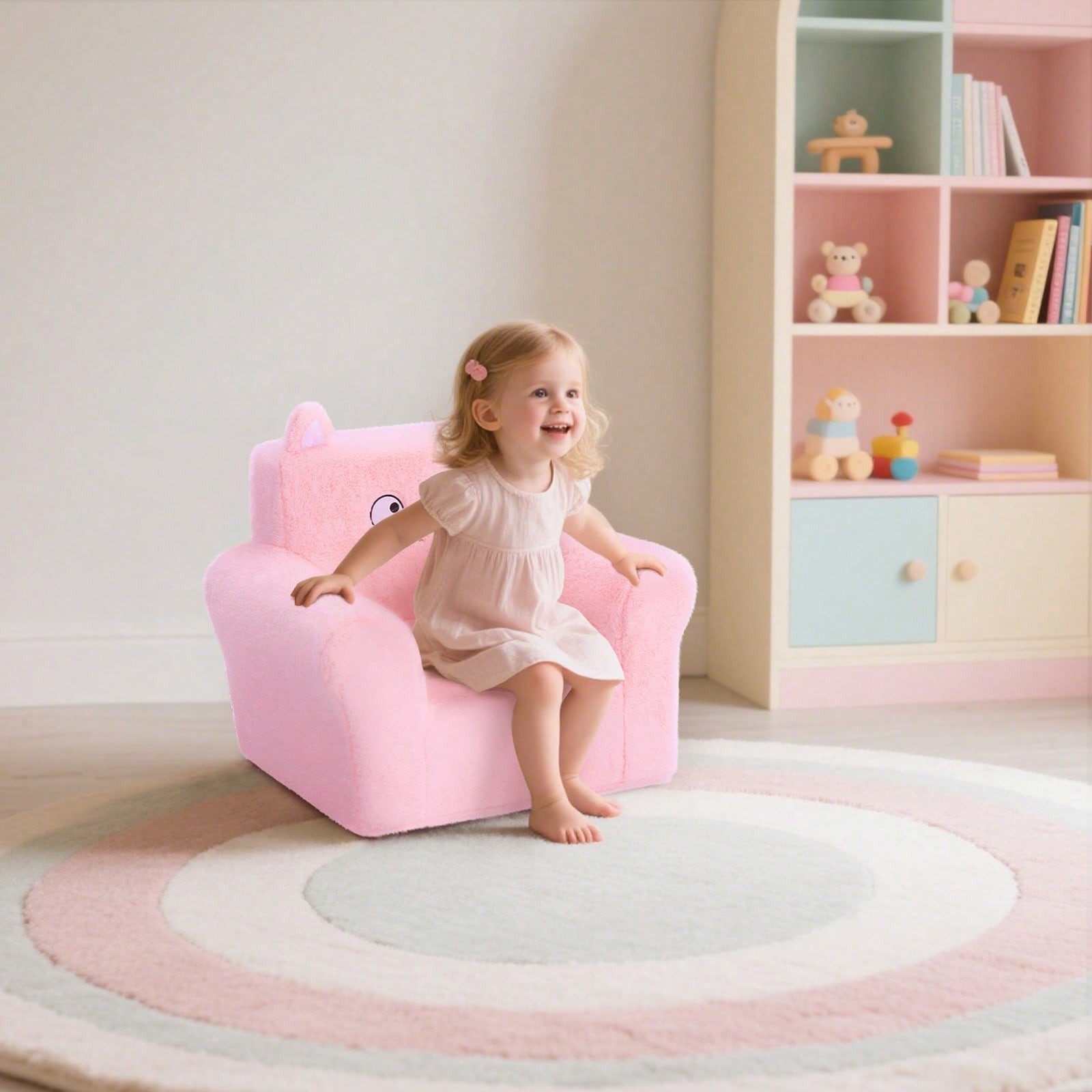 Square Toddller Chair, Comfy Foam Kids Armchair With Reading And Relaxation-FGQ