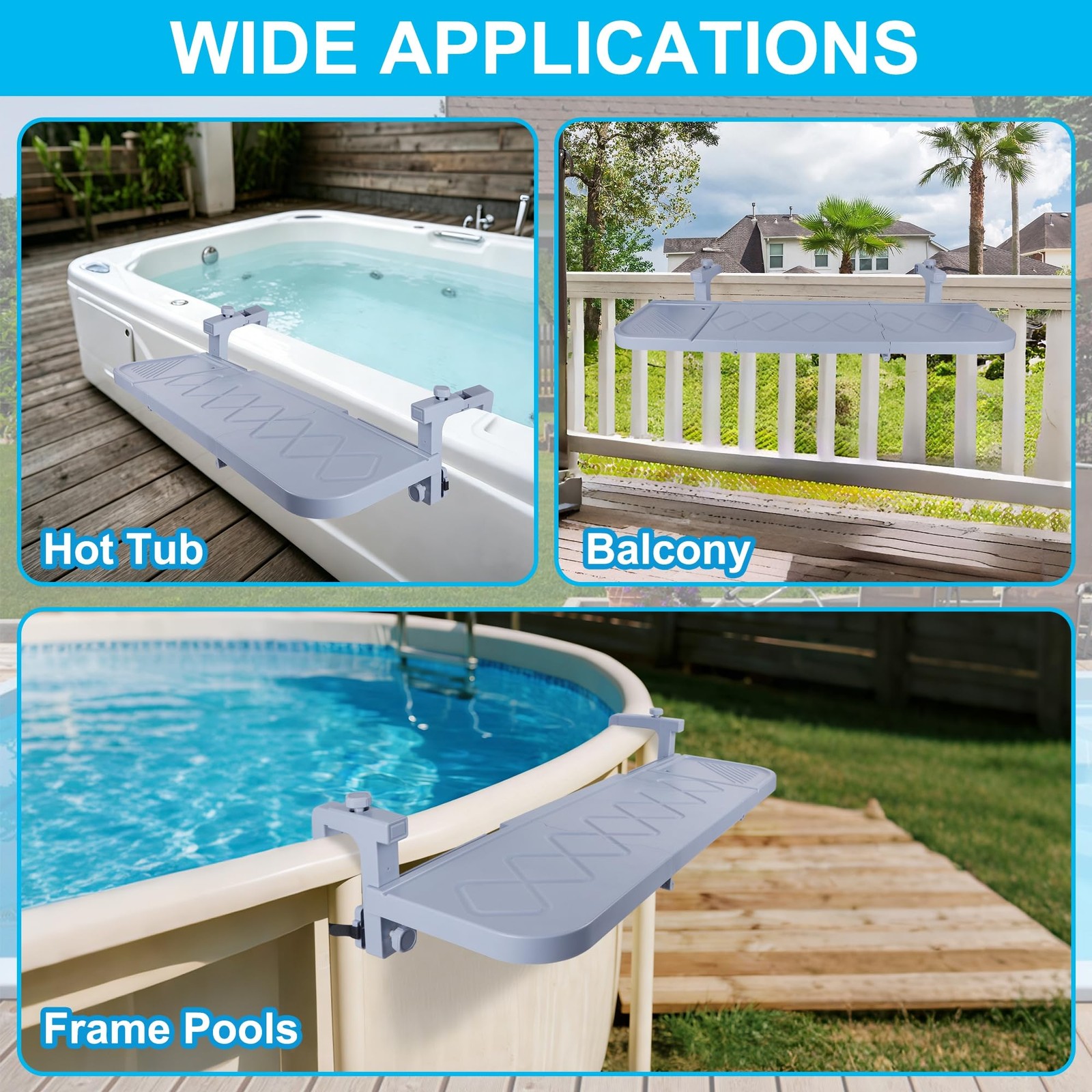 winemana Pool Bar for Above Ground Pool, 38.4 x 12 Inch Adjustable Poolside Tabl