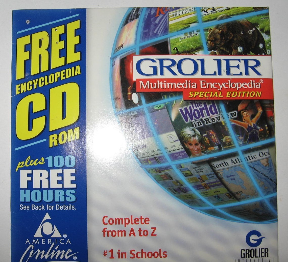 VTG 1998 Grolier Multimedia Encyclopedia CD Windows 98/8095/3.1/NT with Free AOL