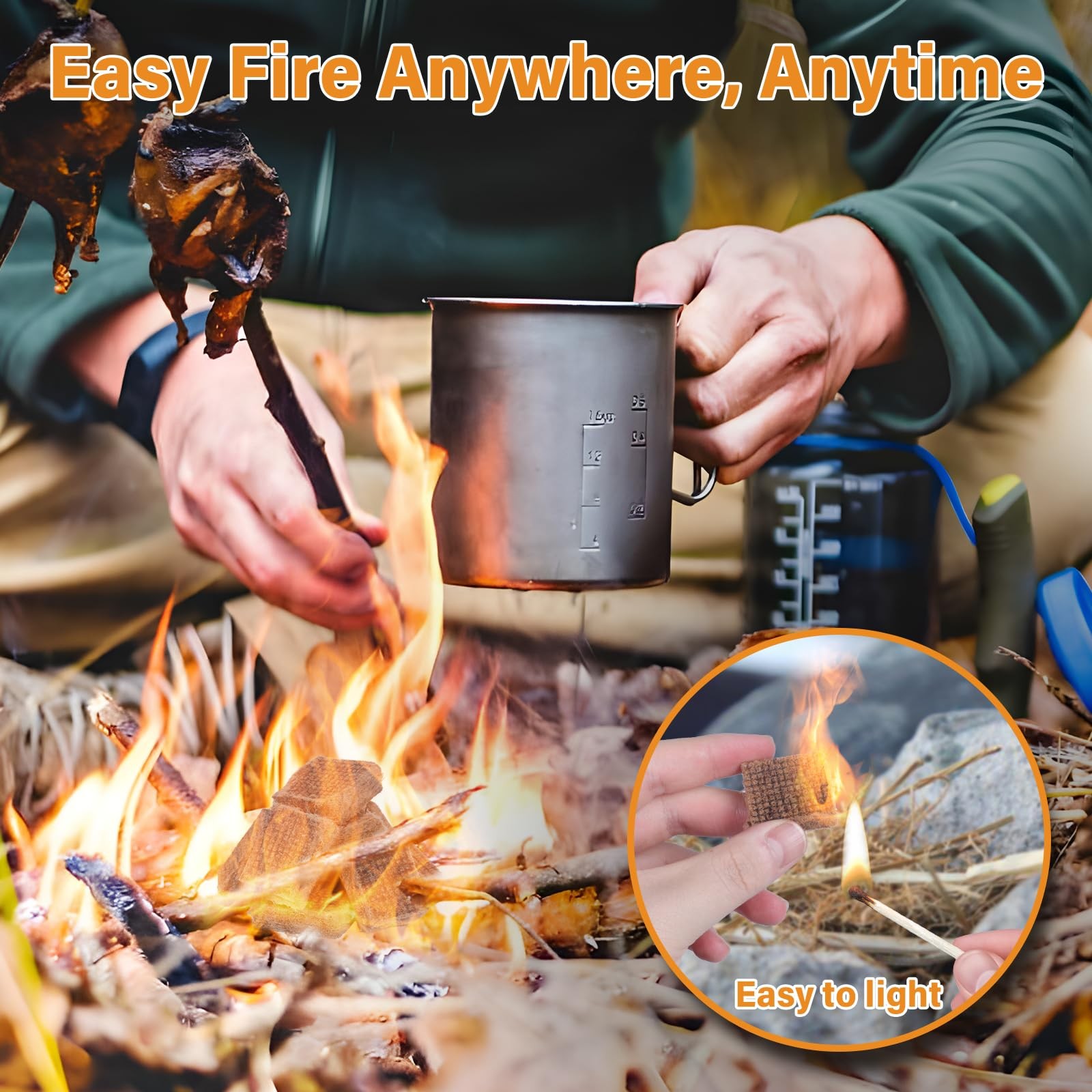 Fire Starter, 64 Mini Square, Natural Fire Starters for BBQ, Campfire, Firepl...