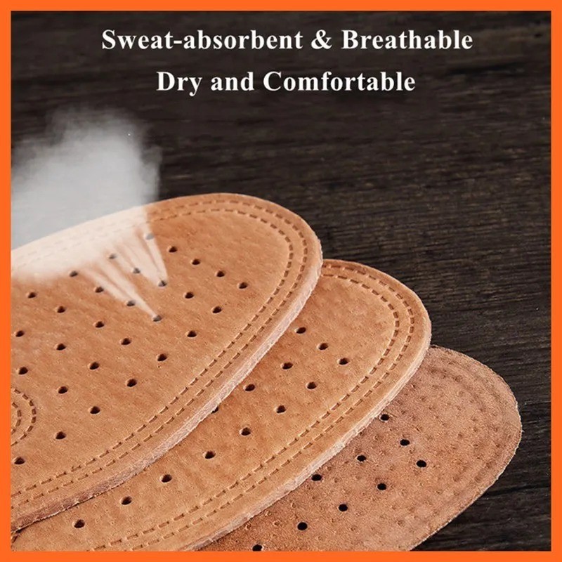 Real Cowhide Insole Leather Shoes Boots Shoe Inserts Soft Breathable Deodorant A
