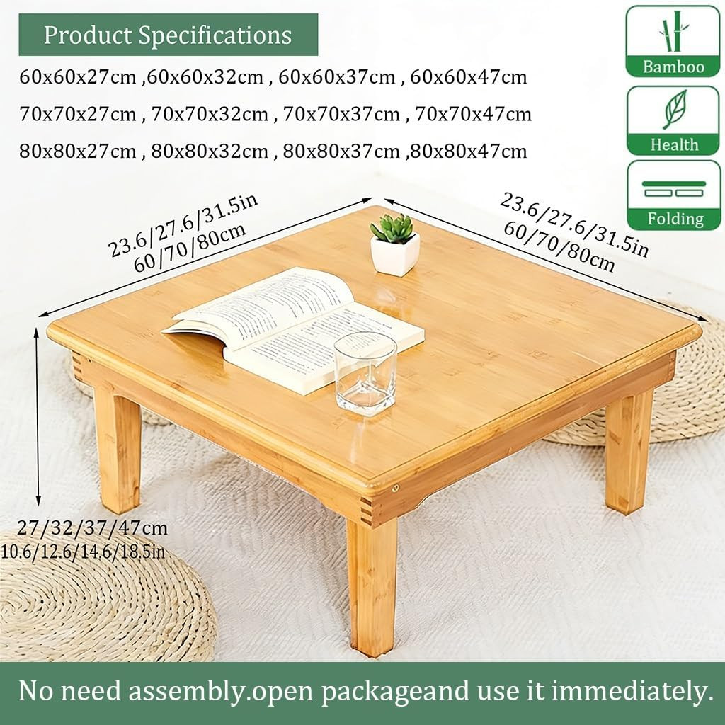 Folding Table, Japanese-Style Household Square Bamboo Tables, Computer Table, De
