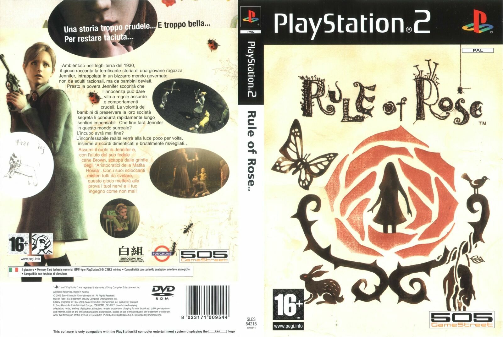 - Rule Of Rose PS2 Italian Version - DVD Box Case + Cover Art Work Only