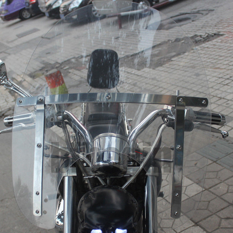 23"x21"Large Clear Motorcycle Windshield Windscreen Universal 7/8''1'' Handlebar