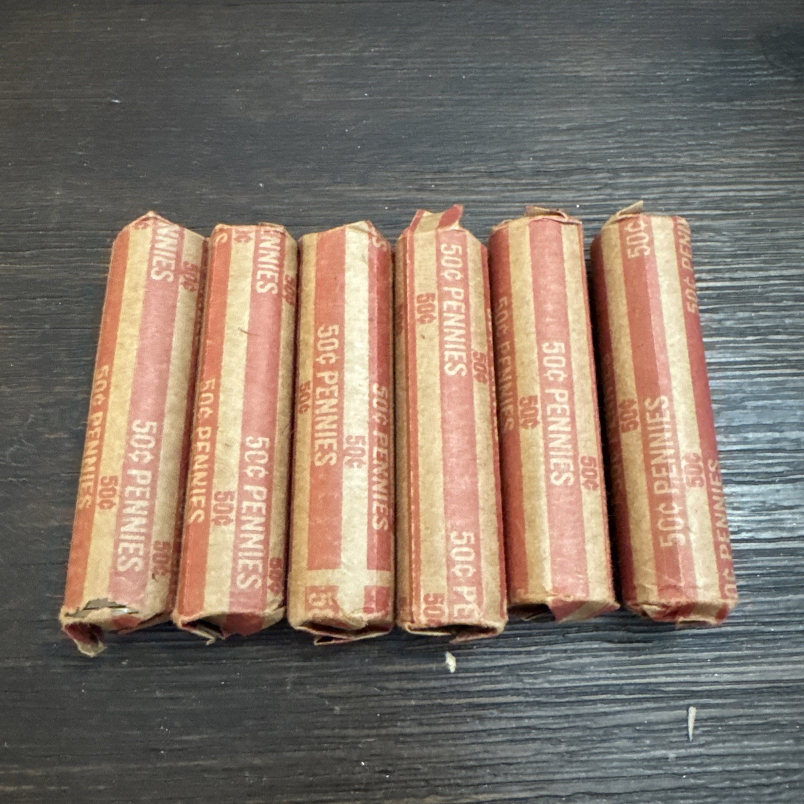 Lot of 6 Rolls - Pre-1982 Copper Penny Rolls - 2 Lbs of Copper From My Stack