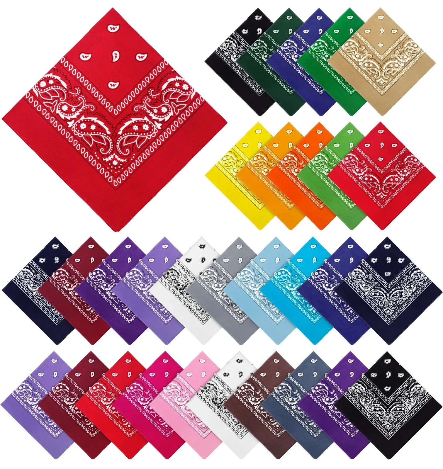 30 Pieces Paisley Bandana Unisex Multi-Purpose Bandanas Bulk Cowboy Headbands
