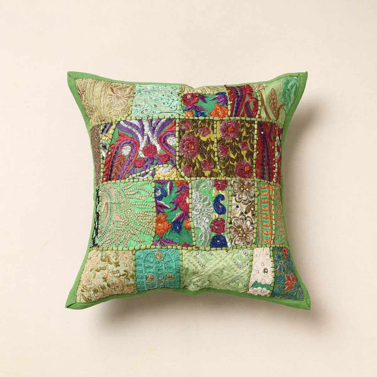 BHARATIYE Patchwork Khambadia Cushion Cover Sofa Decor Indian Pillow Cover 16x16