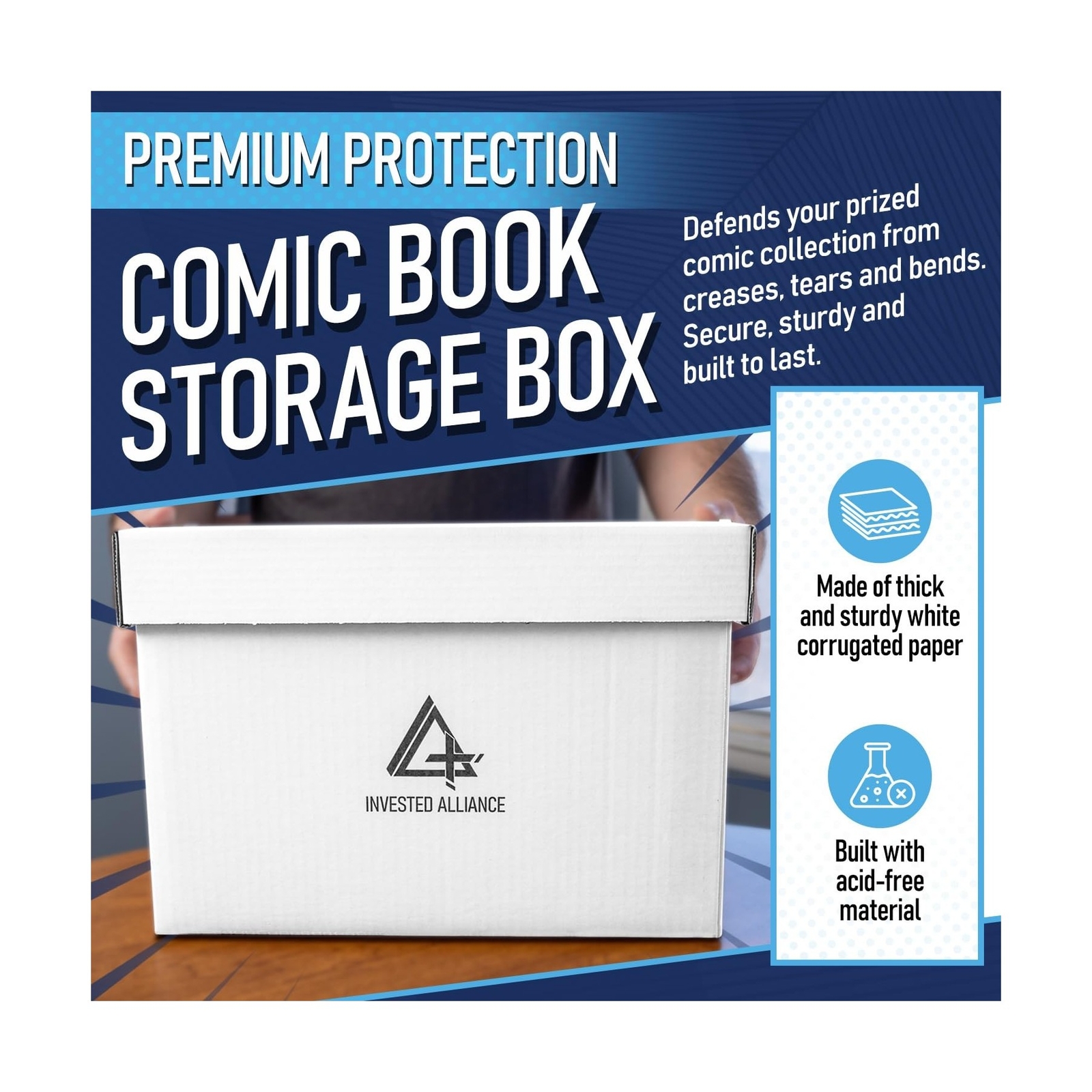 Premium Short Comic Book Storage Box | Thick White Corrugated Paper Storage B...